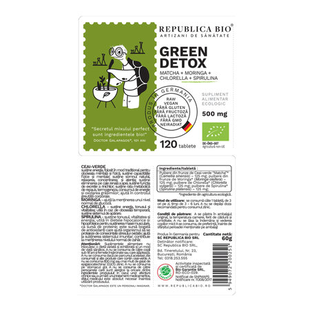 Green Detox 500 mg, 120 tablete, Republica Bio 762510