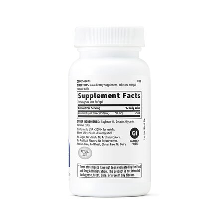 Vitamina D3 50 mc 2000 IU, 180 tablete, GNC 820184