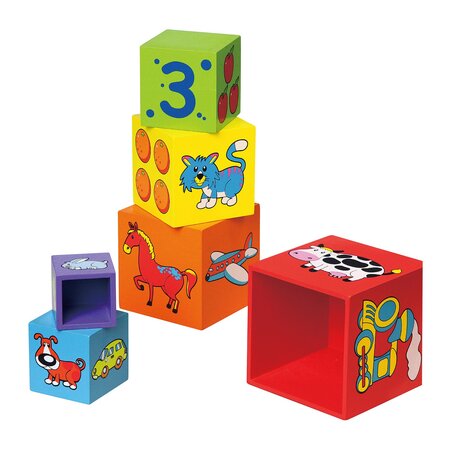 Cuburi de construit, +12 luni, New Classic Toys 652578