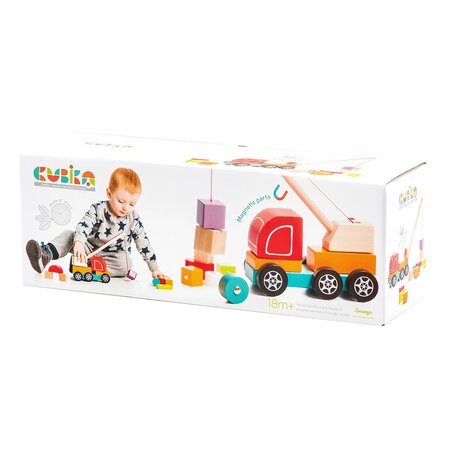 Jucarie din lemn Macara Magnetica, +18 luni, Cubika 652552