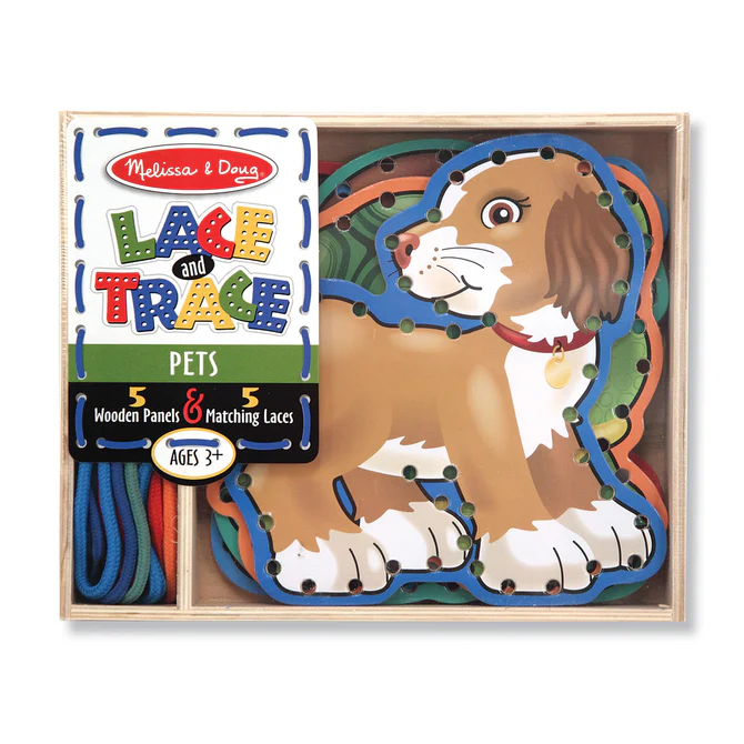 Joc din lemn cu sireturi Animale de companie, +3 ani, Melissa&Doug