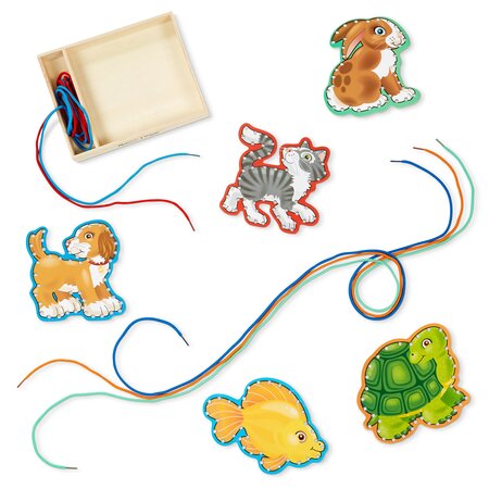 Joc din lemn cu sireturi Animale de companie, +3 ani, Melissa&Doug 652668