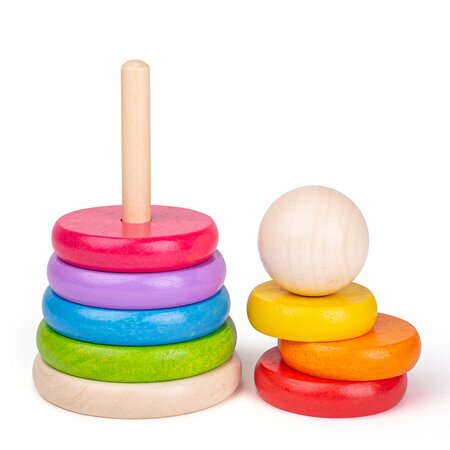 Piramida din lemn Curcubeul, +12 luni, Bigjigs 652652
