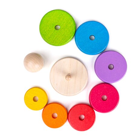 Piramida din lemn Curcubeul, +12 luni, Bigjigs 652657