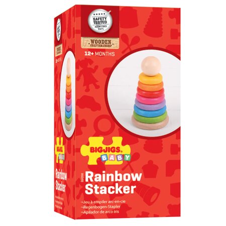 Piramida din lemn Curcubeul, +12 luni, Bigjigs 652661