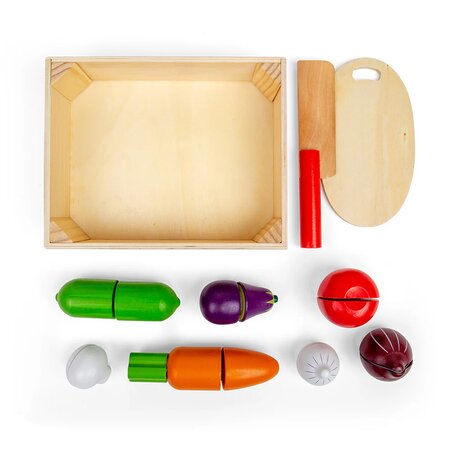 Set din lemn legume feliate, +18 luni, Bigjigs 652623
