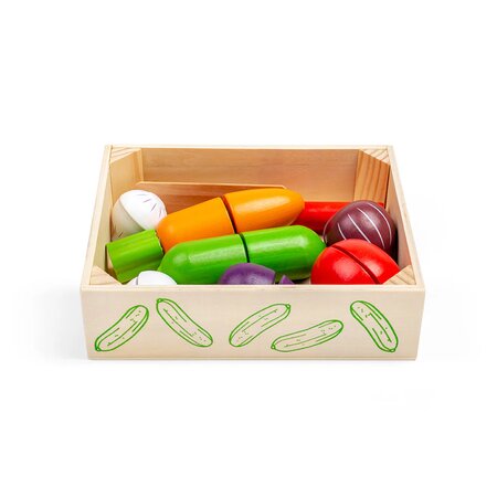 Set din lemn legume feliate, +18 luni, Bigjigs 652624