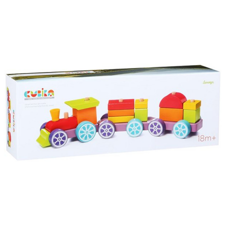 Jucarie din lemn Rainbow Express, +18 luni, Cubika 652502