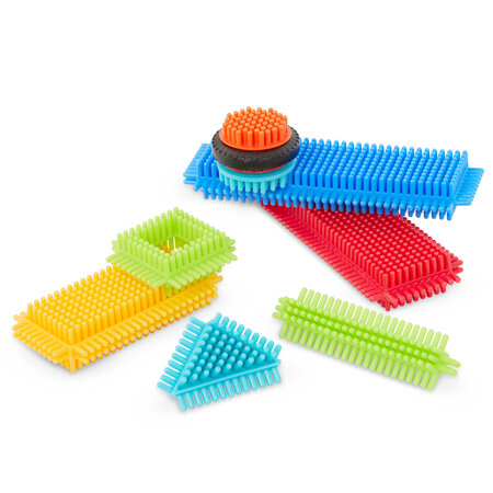 Set 36 cuburi de construit senzoriale Bristle Blocks, 2 ani+, Battat 819469