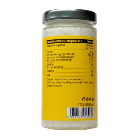 Ulei de cocos presat la rece, 500 ml, Solaris 747158