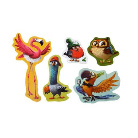 Puzzle 5 in 1, Pasari, 2 ani+, 25 piese, Puzzlika 762072