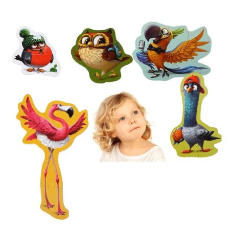 Puzzle 5 in 1, Pasari, 2 ani+, 25 piese, Puzzlika 762071