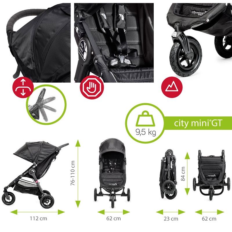 Sistem 3 in 1 City Mini GT, Charcoal Denim, BJ0156293201, Baby Jogger