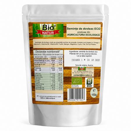 Seminte de dovleac Bio, 150 g, Bio Natur 795458