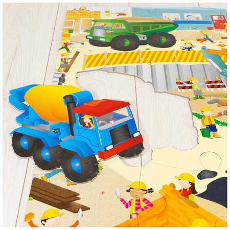 Puzzle de podea Santierul Giant, 3-6 ani, 30 piese, Galt 638395