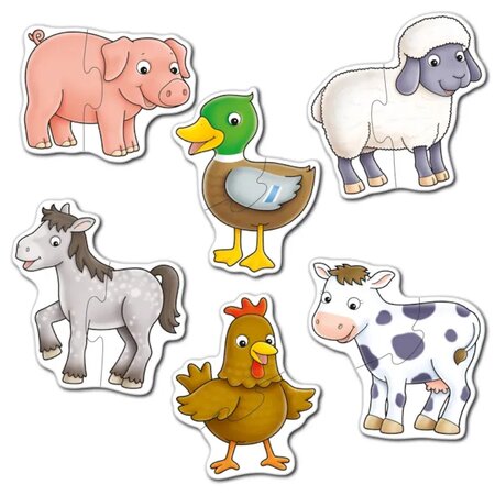 Set 6 puzzle Animale de la Ferma, +18 luni, 12 piese, Orchard Toys 653129