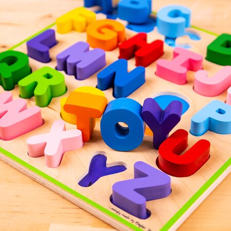 Puzzle din lemn Alfabet, +18 luni, 25 piese, BigJigs 653083