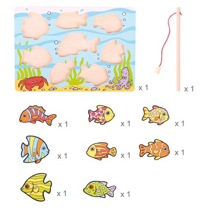Puzzle magnetic din lemn Pestisorii Nazdravani, +10 luni, 8 piese, Bigjigs 653159