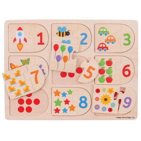 Puzzle din lemn Potriveste-ma la locul meu, +12 luni, 18 piese, Bigjigs 653148