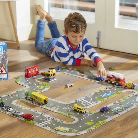Puzzle gigant de podea traseu masini, +3 ani, 20 piese, Orchard Toys 653094