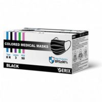 Masca medicala de unica folosinta Tip IIR, 3 pliuri, Negru, 50 bucati, Serix