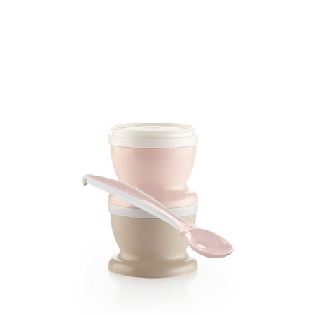 Set 2 recipiente cu capac si lingurita Powder Pink