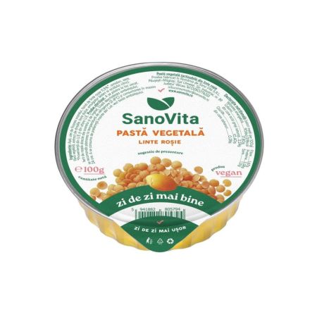 Pasta vegetala din linte rosie, 100 g, Sanovita