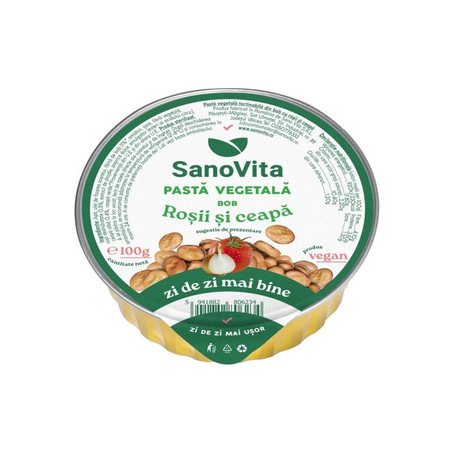 Pasta vegetala din bob cu rosii si ceapa, 100 g, Sanovita