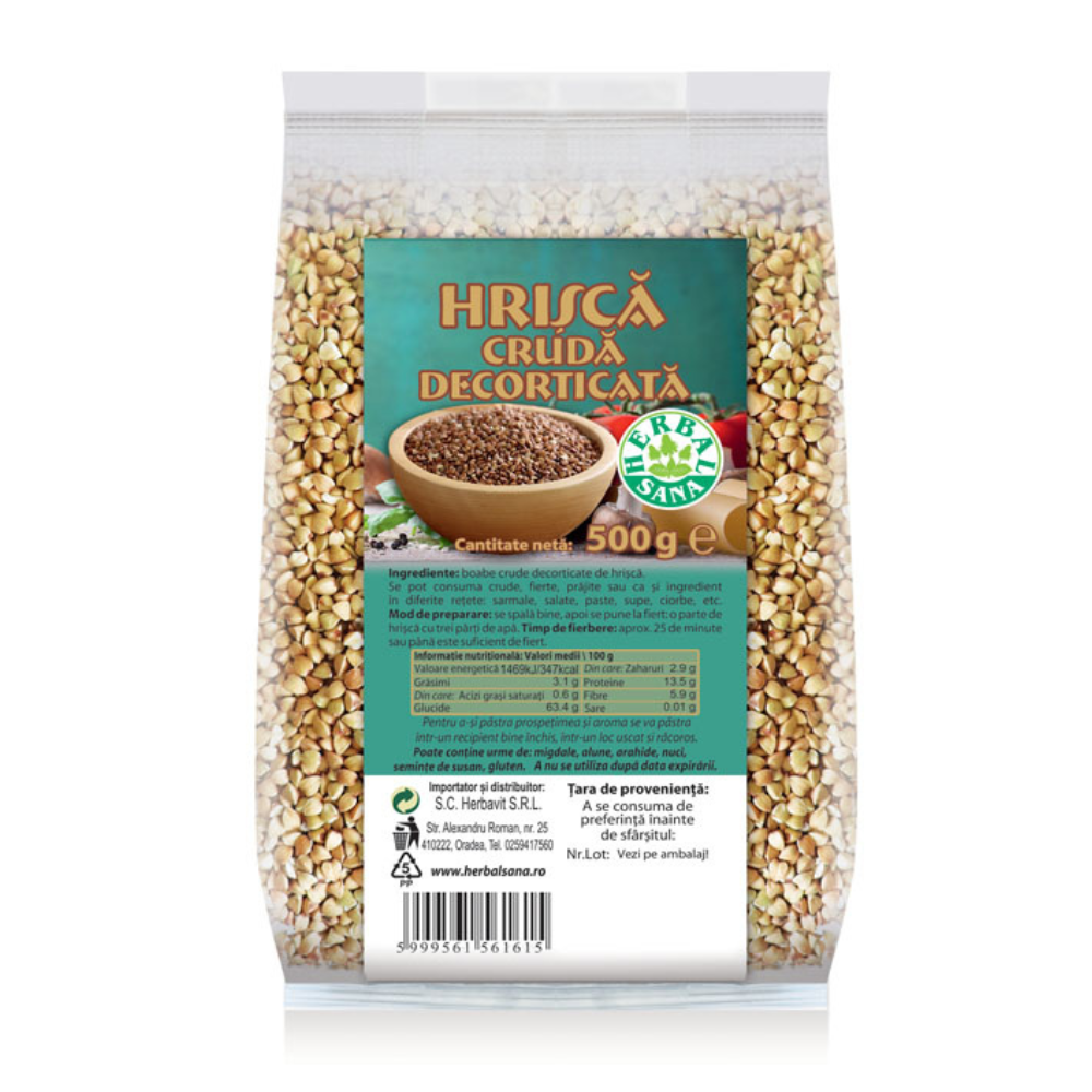 Hrisca cruda decorticata, 500 g, Herbal Sana