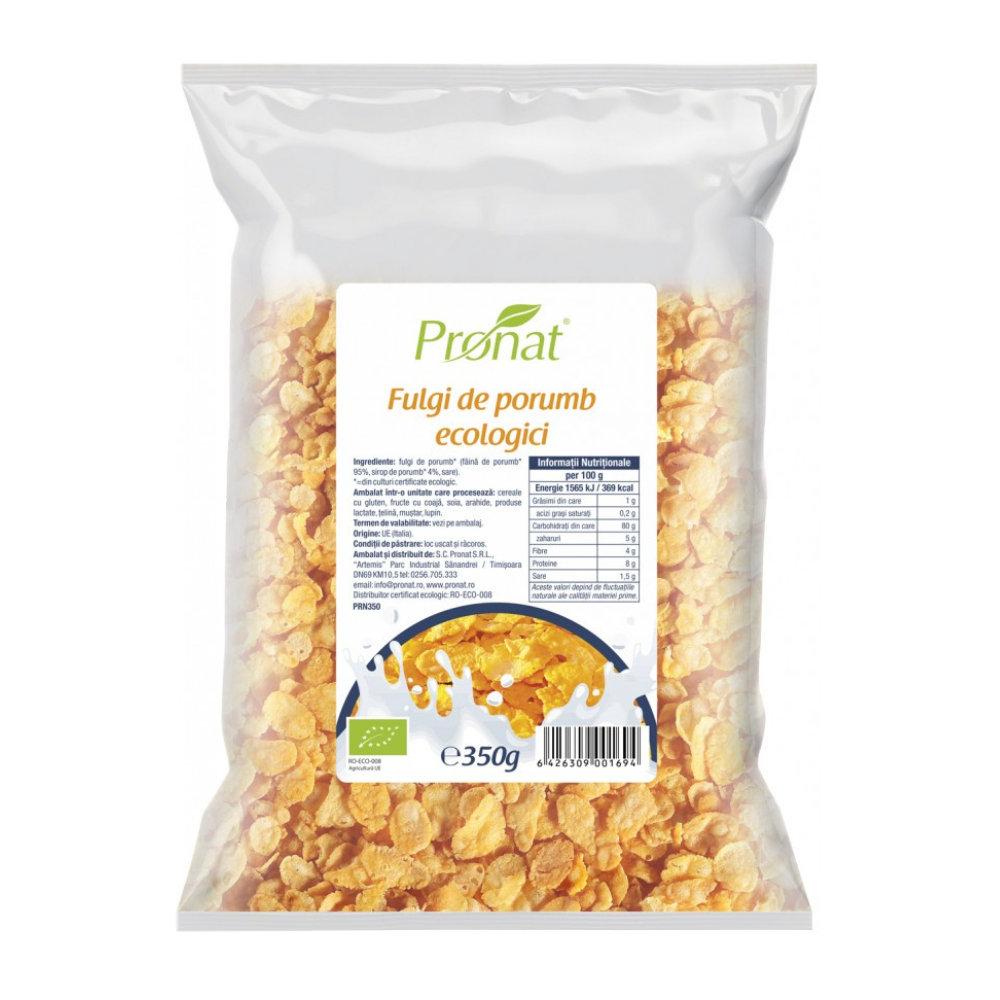 Fulgi de porumb Bio, 350 g, Pronat