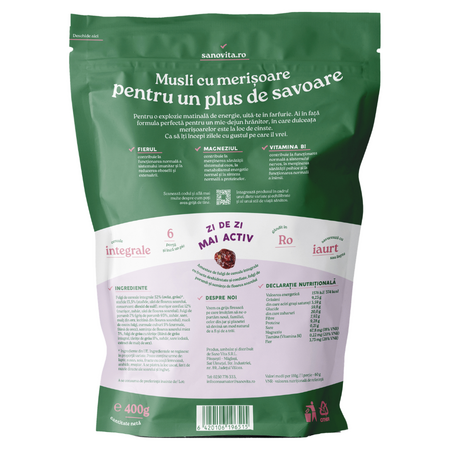 Musli cu merisoare, 400 g, Sanovita 799888