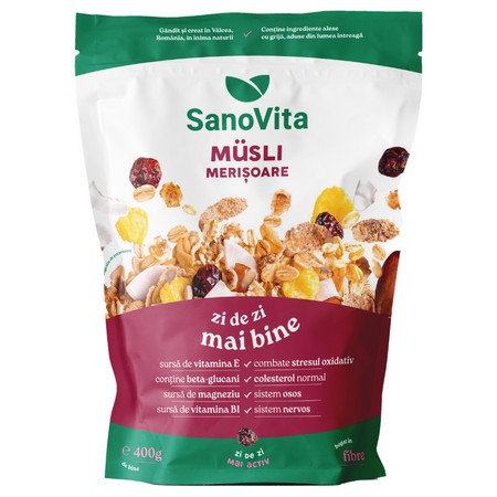 Musli cu merisoare, 400 g, Sanovita