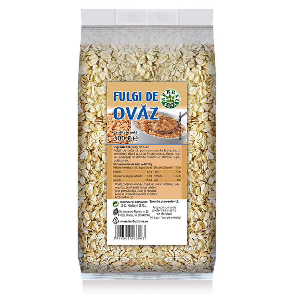 Fulgi de ovaz, 500 g, Herbal Sana