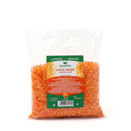 Linte rosie decorticata, 500 g, Sanovita