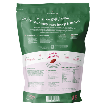 Musli cu goji, 400 g, Sanovita 799886