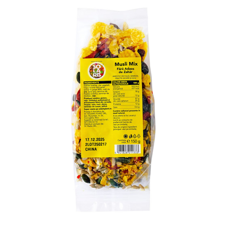 Musli mix fara zahar, 150 g, Solaris 748770