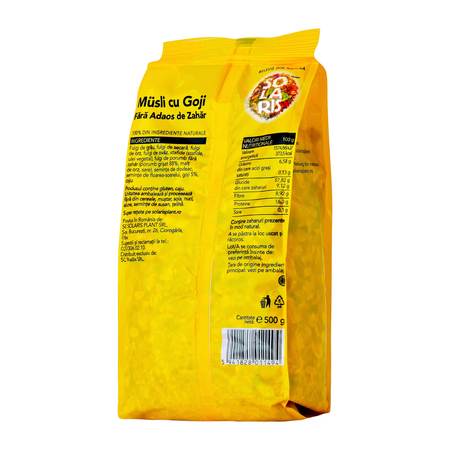 Musli cu goji fara adaos de zahar, 500 g, Solaris 747138
