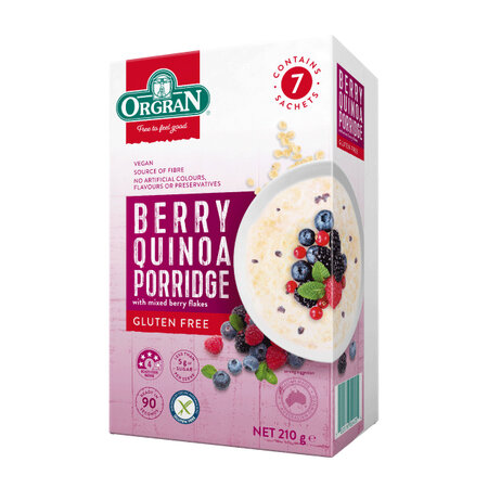 Cereale cu quinoa si zmeura, 210 gr, Orgran