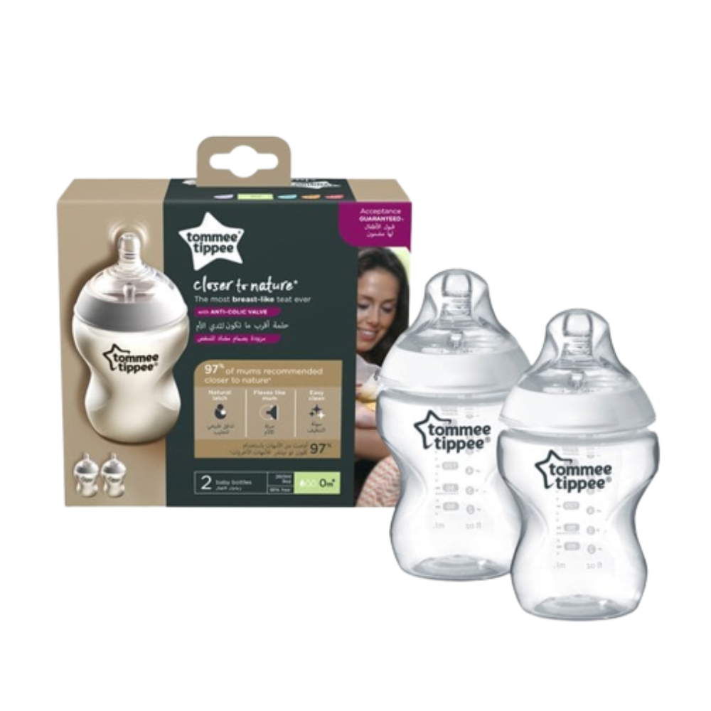 Set 2 biberoane PP cu tetina din silicon Closer to Nature, 2x 260 ml, Tommee Tippee