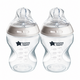Set 2 biberoane PP cu tetina din silicon Closer to Nature, 260 ml, 0 luni+, 2 bucati, Tommee Tippee 821001
