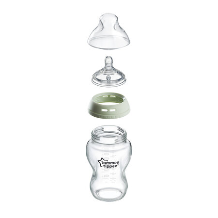 Biberon din sticla Natural Start, 0 luni+, 250 ml, Tommee Tippee 748064