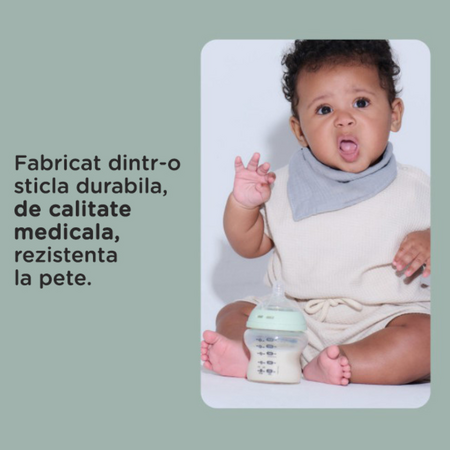 Biberon din sticla Natural Start, 0 luni+, 250 ml, Tommee Tippee 748071