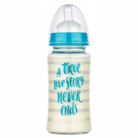 Biberon cu gat larg din sticla, 240 ml, Baby Nova 653363