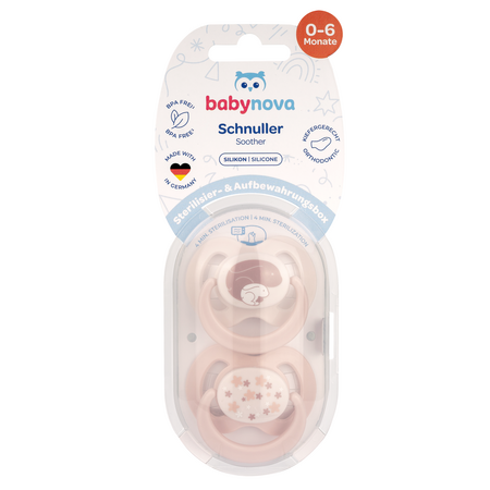 Suzete multicolore cu Inel, 0-6 luni, 2 bucati, Diverse Culori, Baby Nova 653332