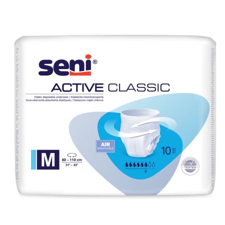 Chilot elastic absorbant Active Classic, Medium, 80 - 110 cm, 10 bucati, Seni