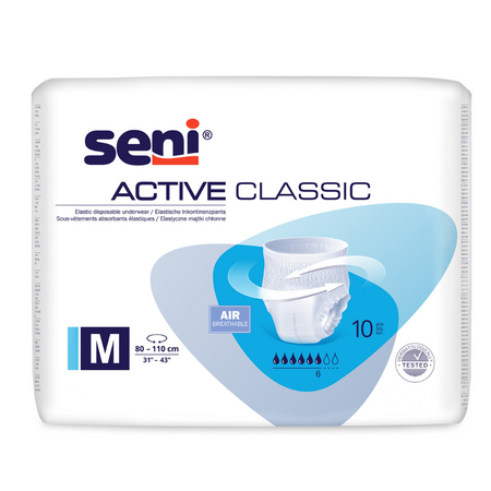 Chilot elastic absorbant Active Classic, Medium, 80 - 110 cm, 10 bucati, Seni