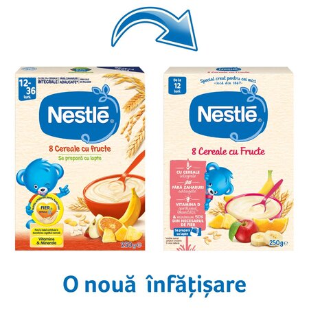 Mix 8 cereale cu fructe Infant Cereals, +12 luni, 250 g, Nestle 534391