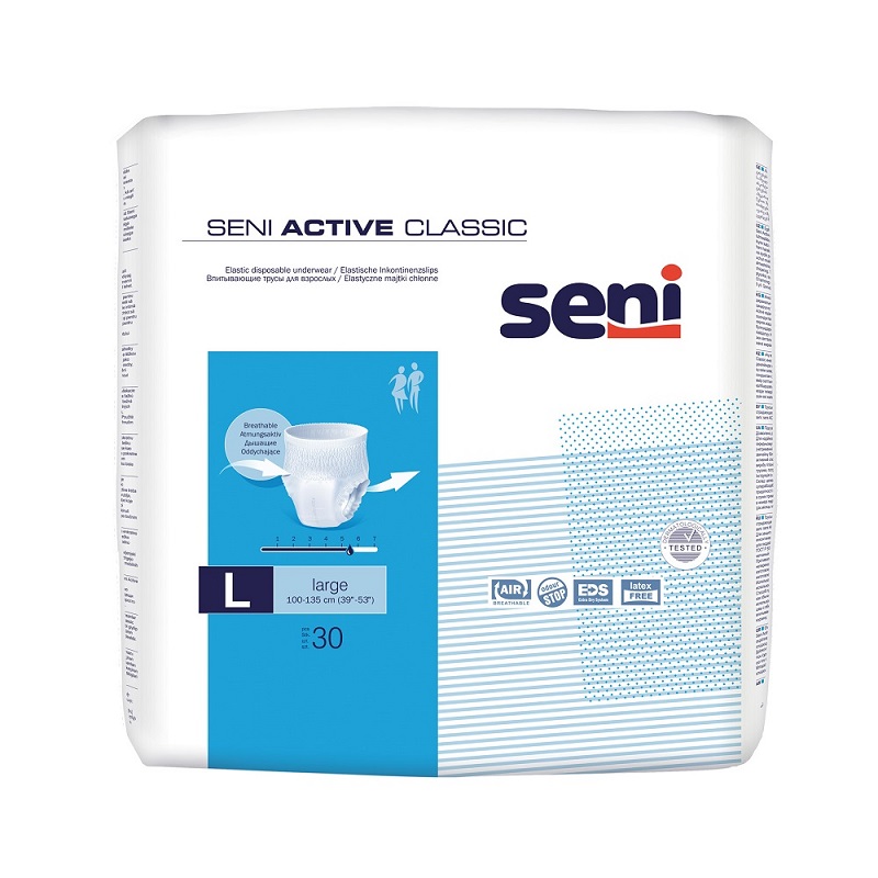 Chilot elastic absorbant Active Classic, Large, 30 bucati, Seni