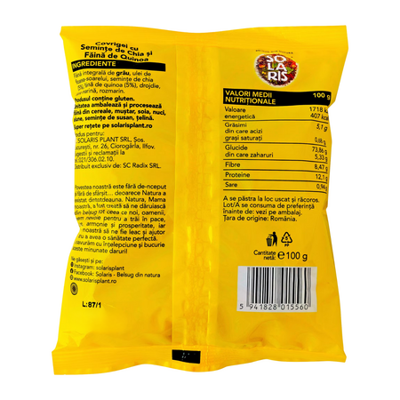 Covrigei cu seminte de chia si faina de quinoa, 100 g, Solaris 747191