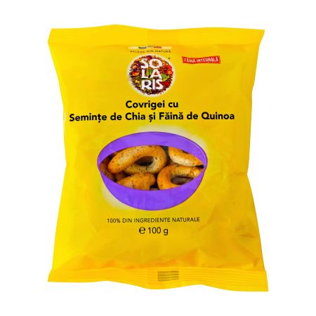 Covrigei cu seminte de chia si faina de quinoa, 100 g, Solaris